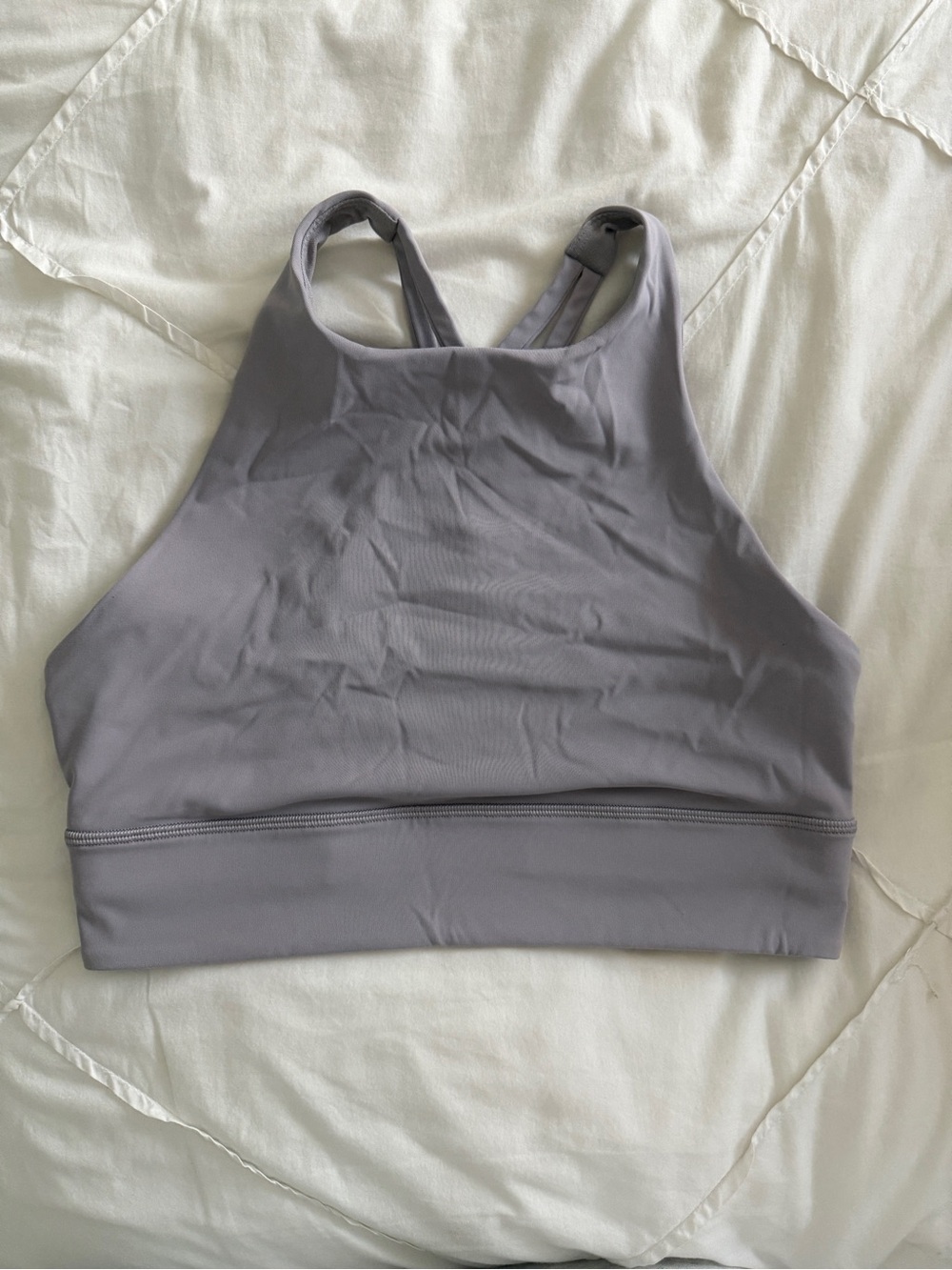 Lululemon High-Neck Seamless Sports Bra — Purpleish Gray